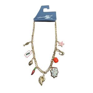 Universal Thread Gold-Tone Charm Necklace W/ Ocean & Nature-Inspired Pendants